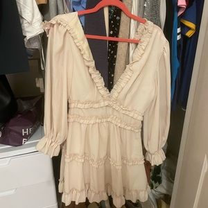 Open back cream dress